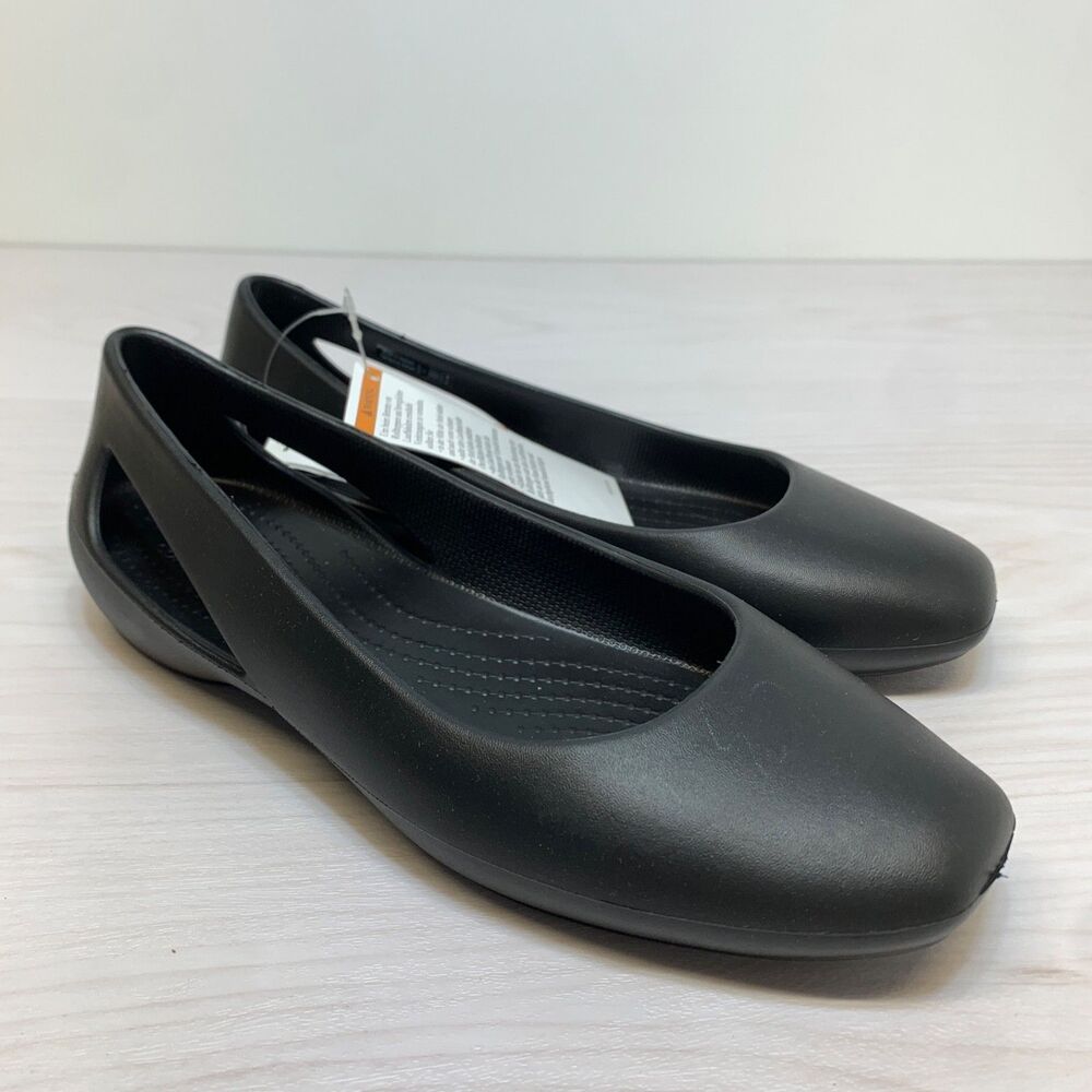 Crocs Sloane Black Ballet Flat Slip On Shoes Womens Size 5 Square‎ Toe
